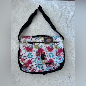 NWT - Dickies messenger bag with a colorful peace sign and splatter pattern